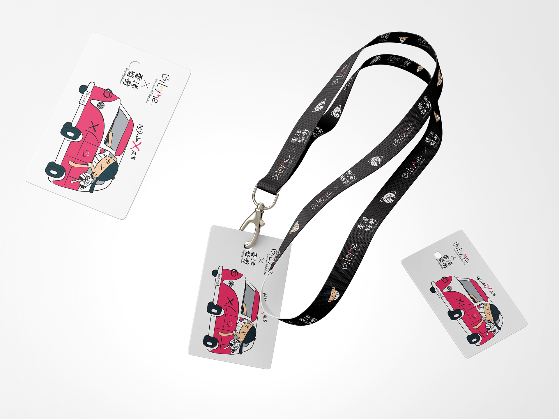 bilome art 127 bilome art illustration Dude driving a travel van with Puggie on the white card folder design