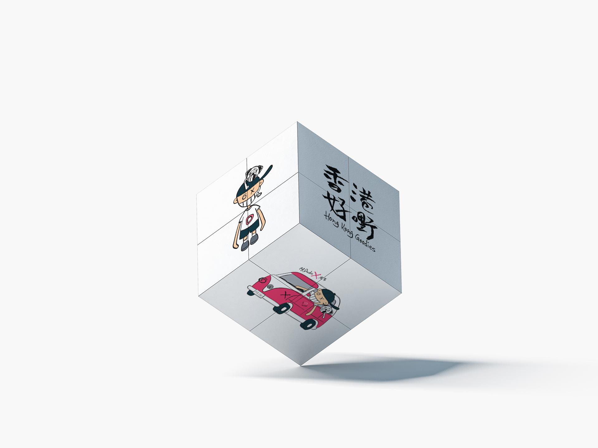 bilome art 128 bilome art illustration Dude and Puggie with logo elements on the white magic dice design