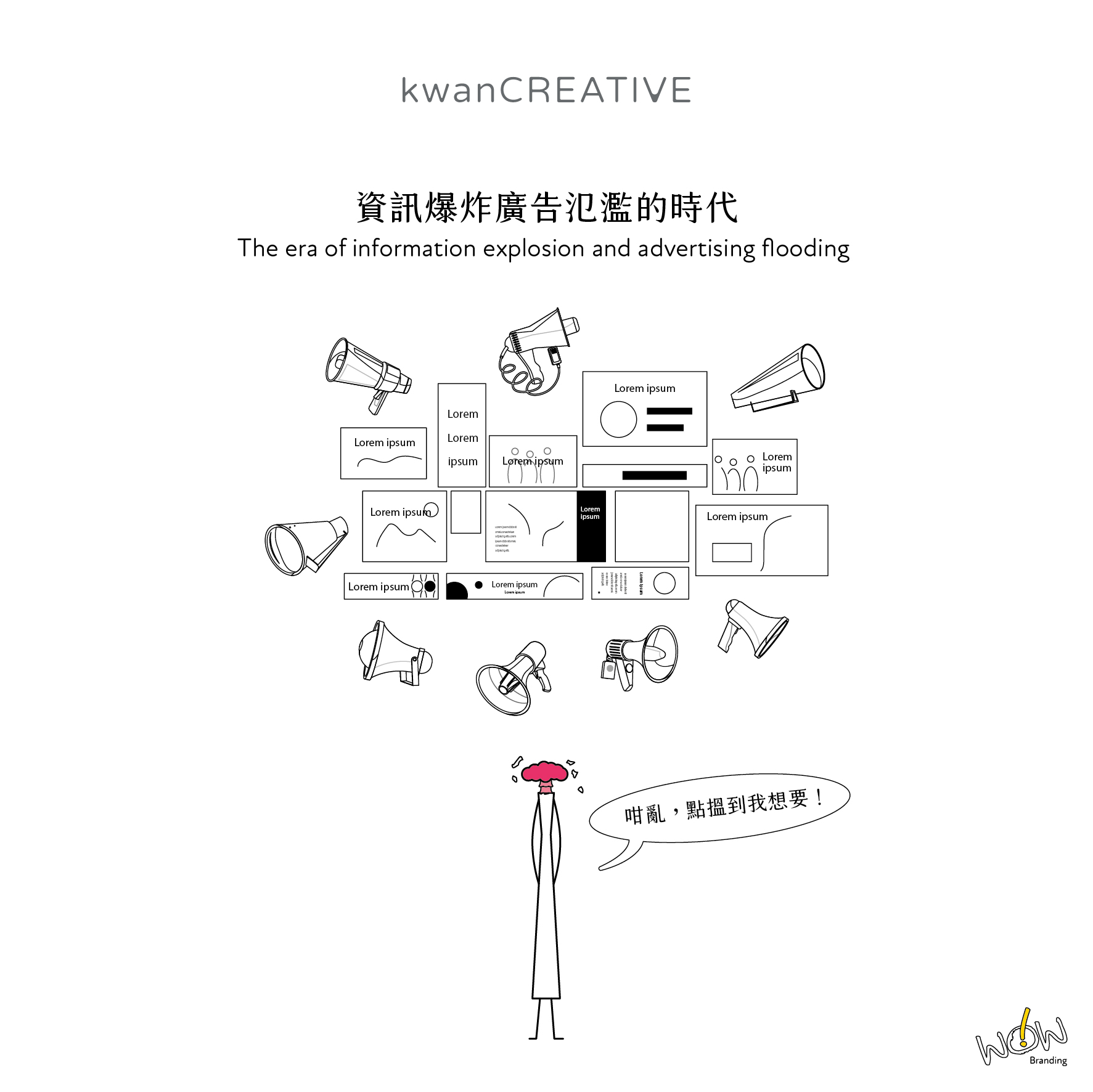 The mascot is flooded with information in the brand market, and it looks like the head is exploding and I am a little overwhelmed.