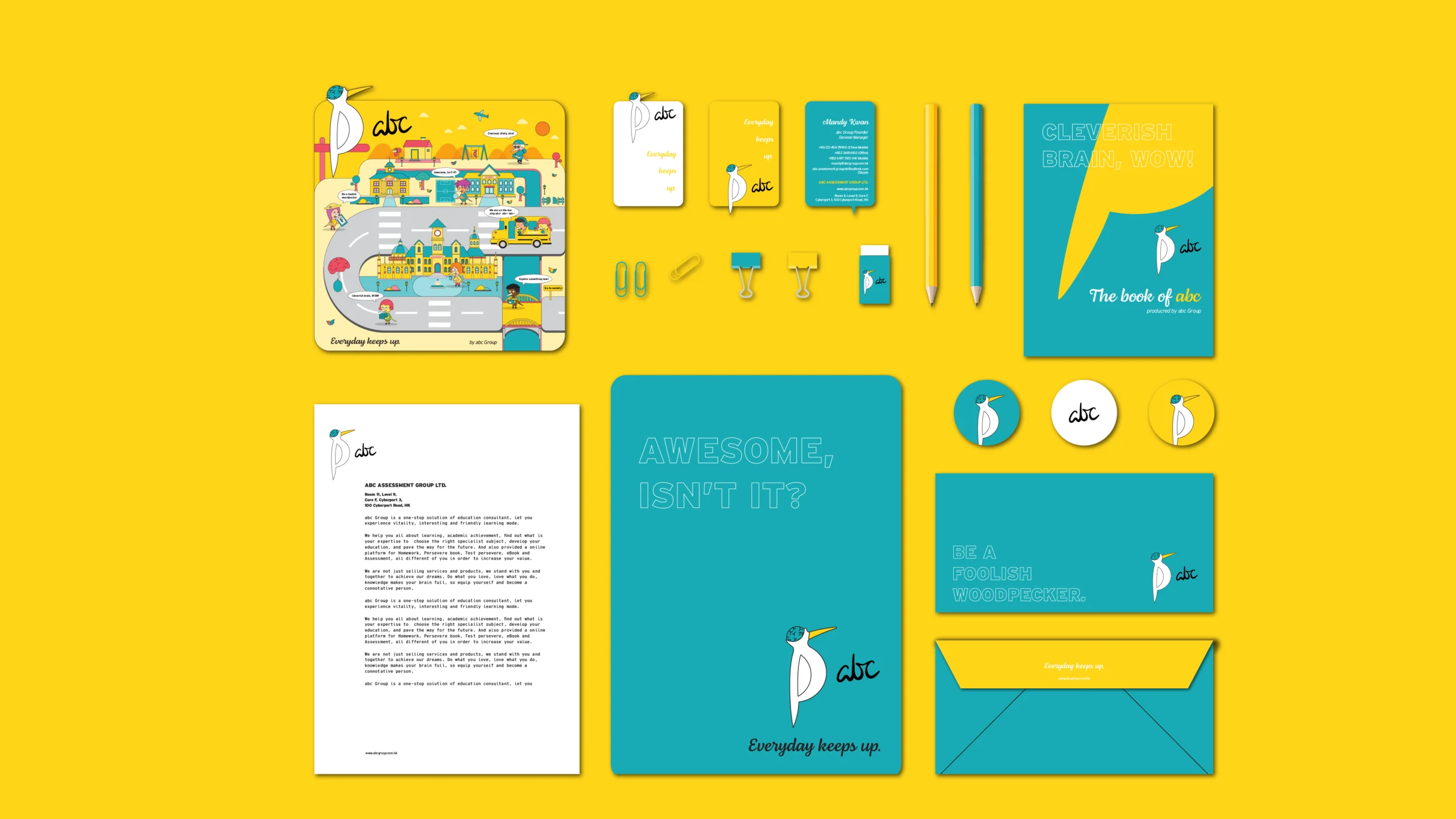 kwancreative-abc-education-kid-education-branding-apps-uiux-woodpecker-brain-logo-design-concept-scaled abc 教育 — 兒童教育品牌：思維的幾何營養
