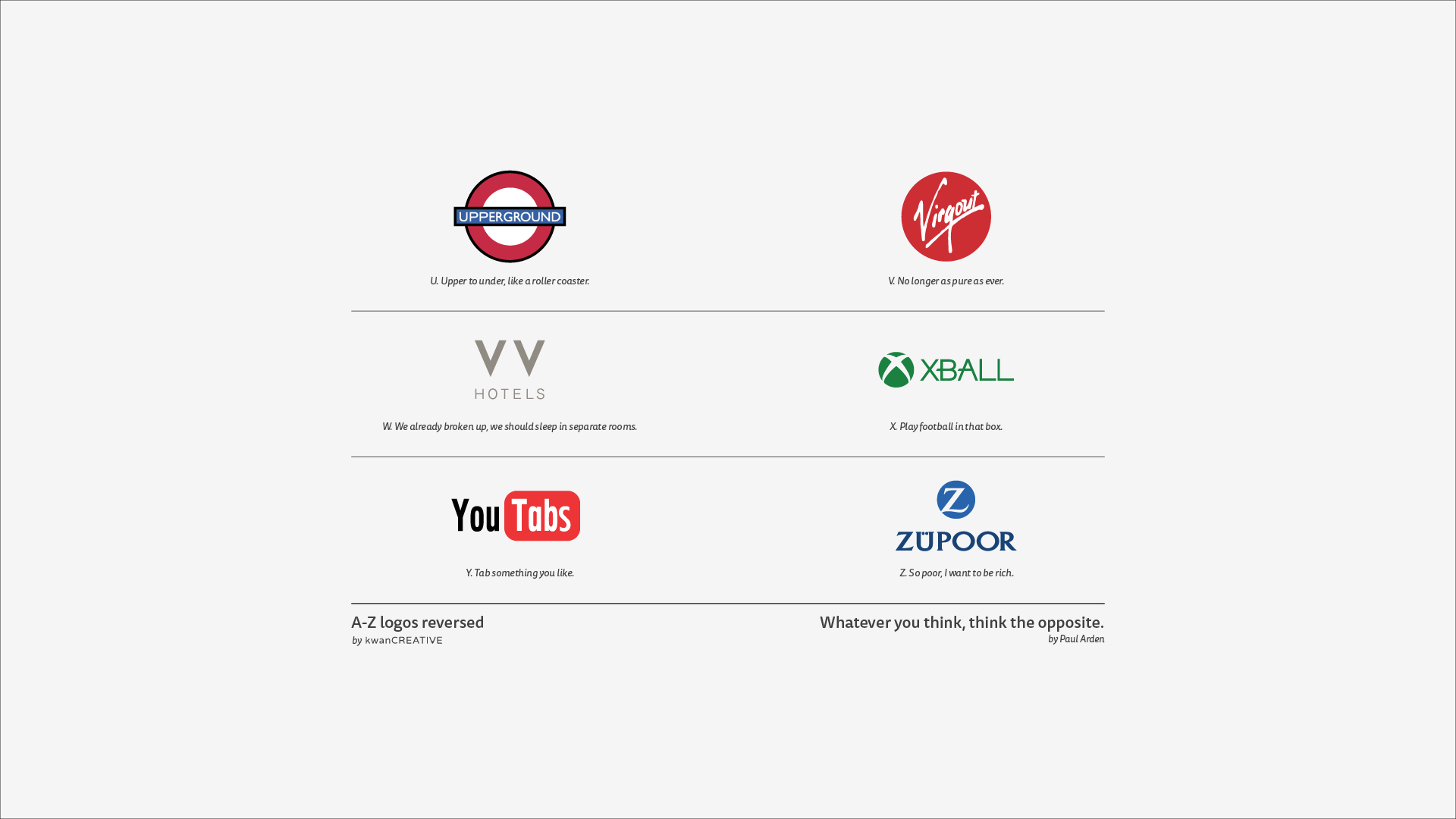kwancreative-things-must-be-reversed-philosophy-famous-brand-logo-u-z 26 Opposite Ideas Poster Design — Subversive Ideology Poster Design: The Kinetic Integration of Architecture and Soul